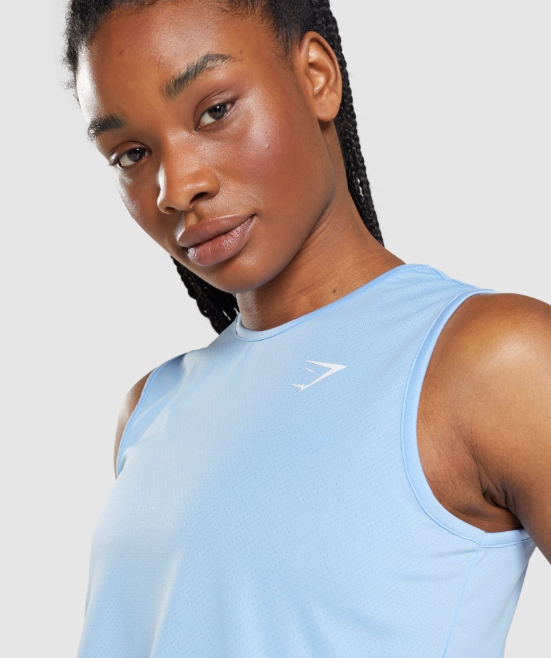 Gymshark Trening Crop Tank Moonstone Niebieski