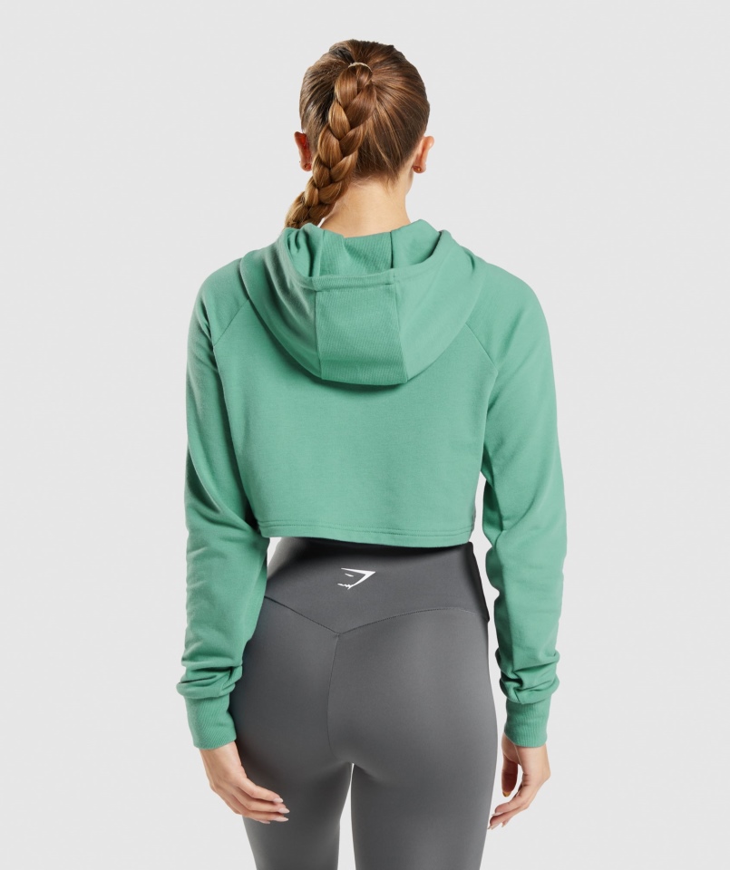 Gymshark Treningowa Krótka Bluza Z Kapturem Alpejska Zieleń