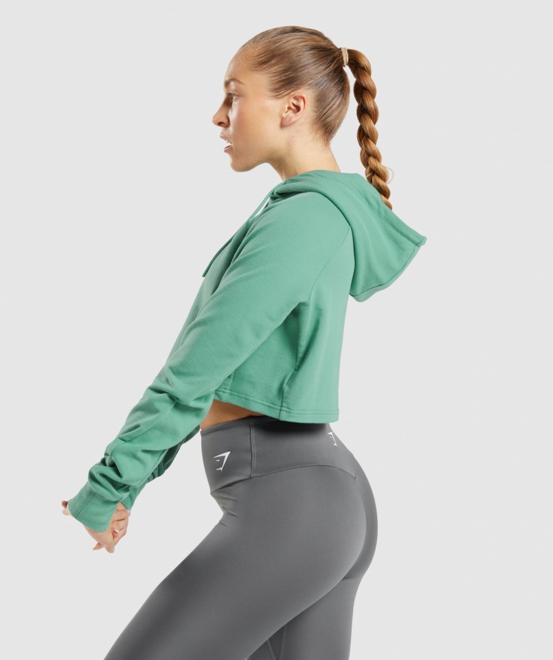 Gymshark Treningowa Krótka Bluza Z Kapturem Alpejska Zieleń