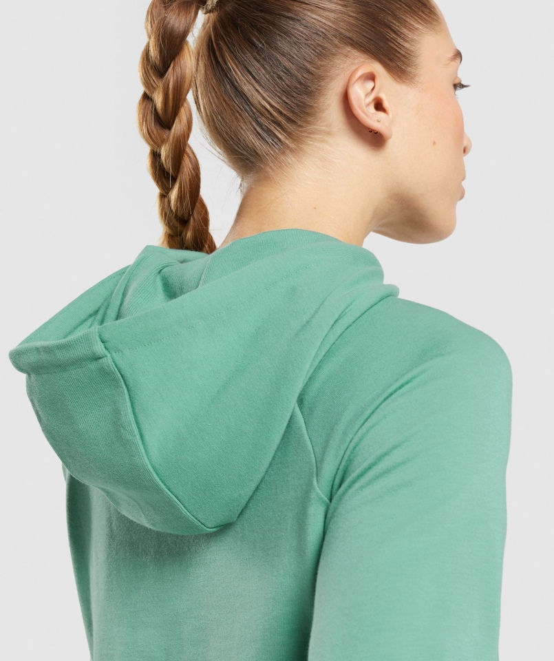 Gymshark Treningowa Krótka Bluza Z Kapturem Alpejska Zieleń