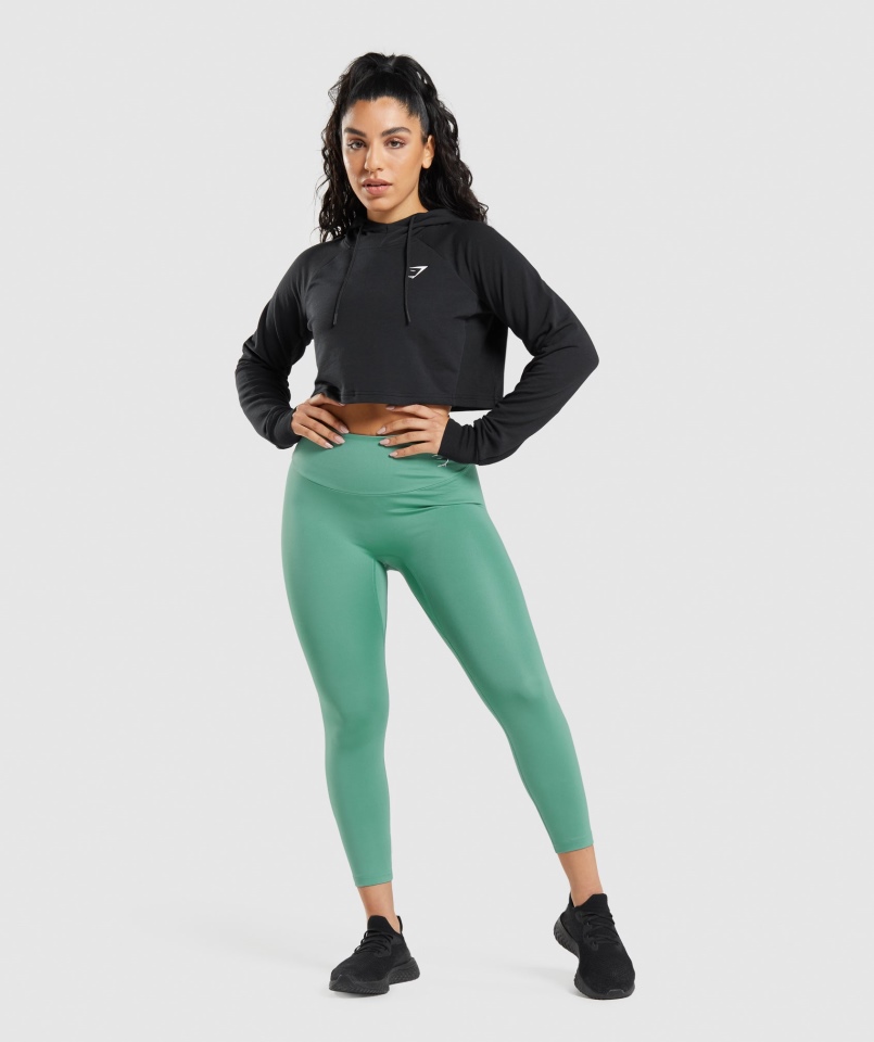 Gymshark Treningowa Krótka Bluza Z Kapturem Czarna