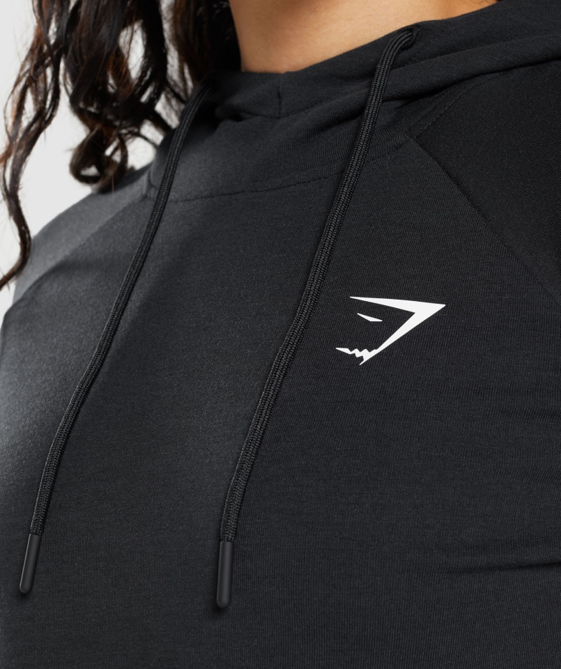 Gymshark Treningowa Krótka Bluza Z Kapturem Czarna