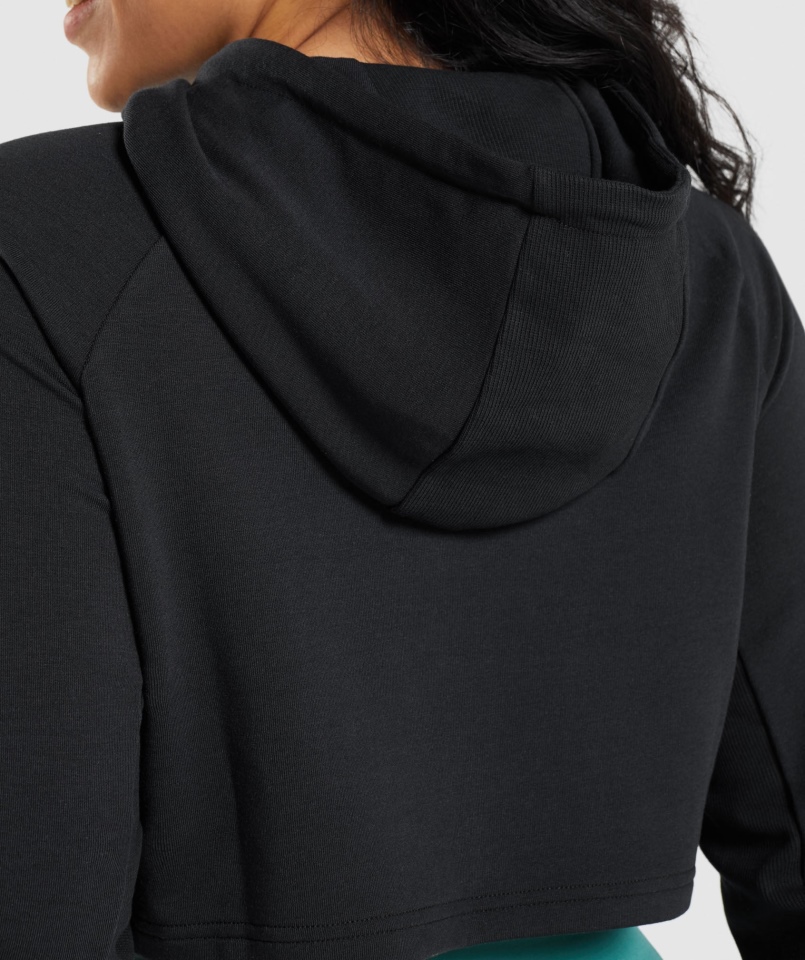 Gymshark Treningowa Krótka Bluza Z Kapturem Czarna