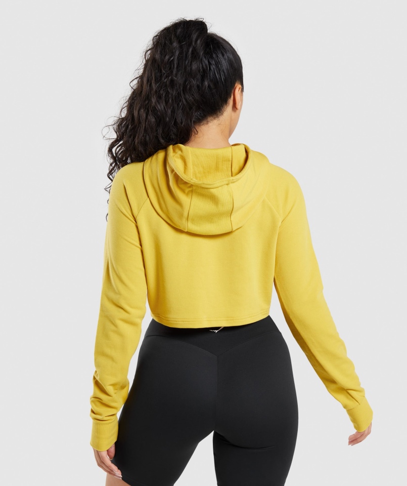 Gymshark Trening Przycięty Medalion Z Kapturem żółty