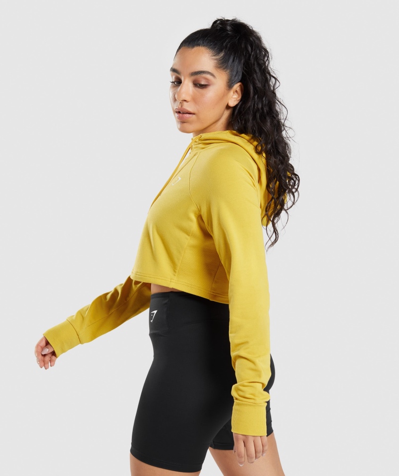 Gymshark Trening Przycięty Medalion Z Kapturem żółty