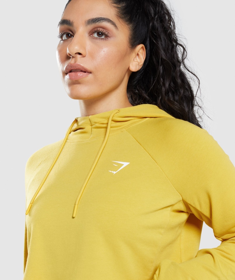 Gymshark Trening Przycięty Medalion Z Kapturem żółty