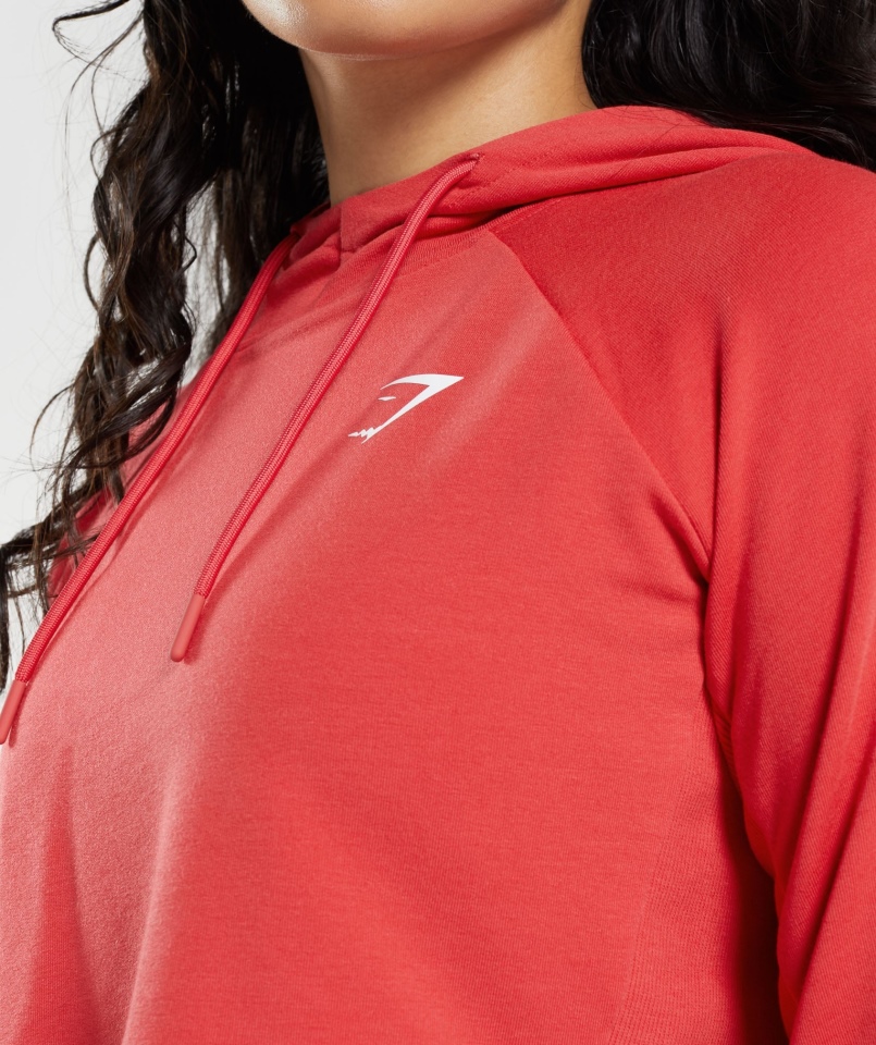 Gymshark Treningowa Krótka Bluza Z Kapturem Rubinowo-czerwona