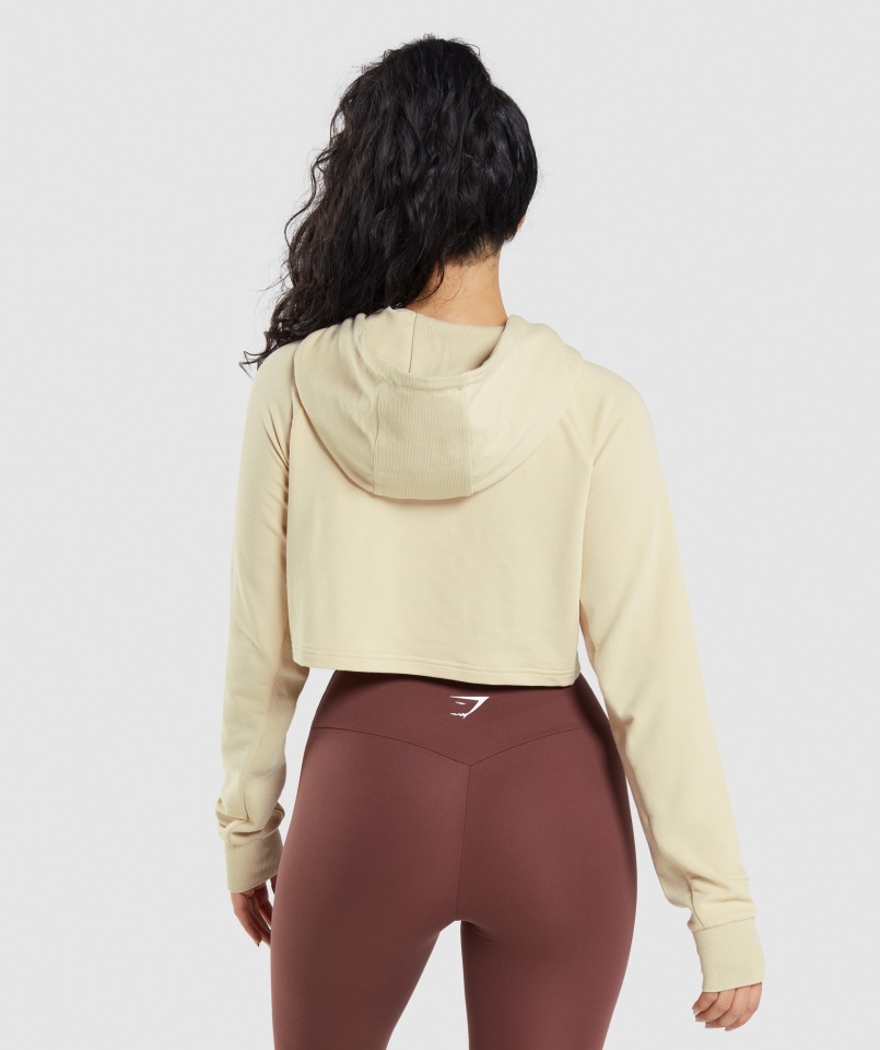 Gymshark Treningowa Krótka Bluza Z Kapturem Waniliowy Brąz