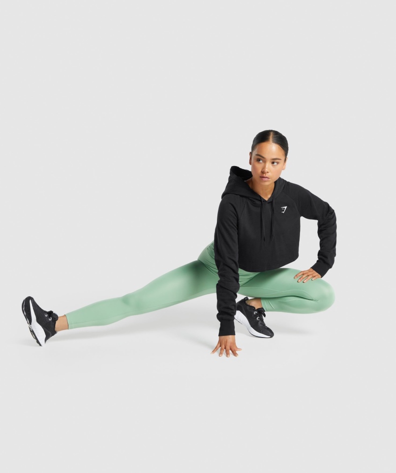 Gymshark Treningowa Krótka Bluza Z Kapturem Damska Czarna