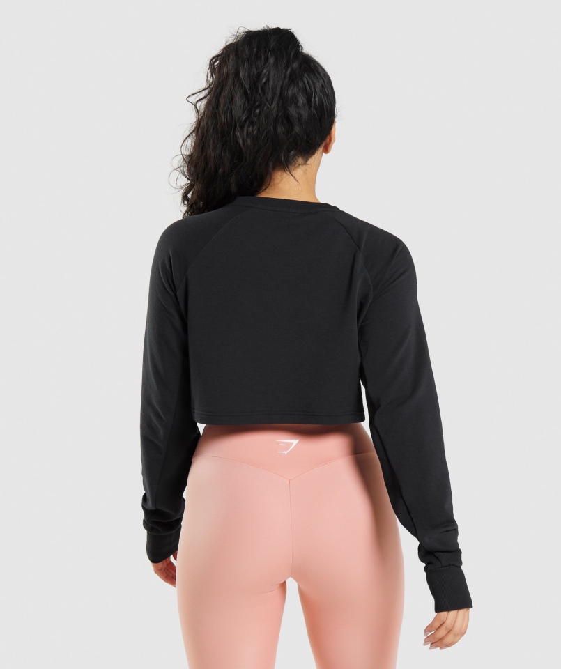 Gymshark Treningowy Krótki Sweter Czarny