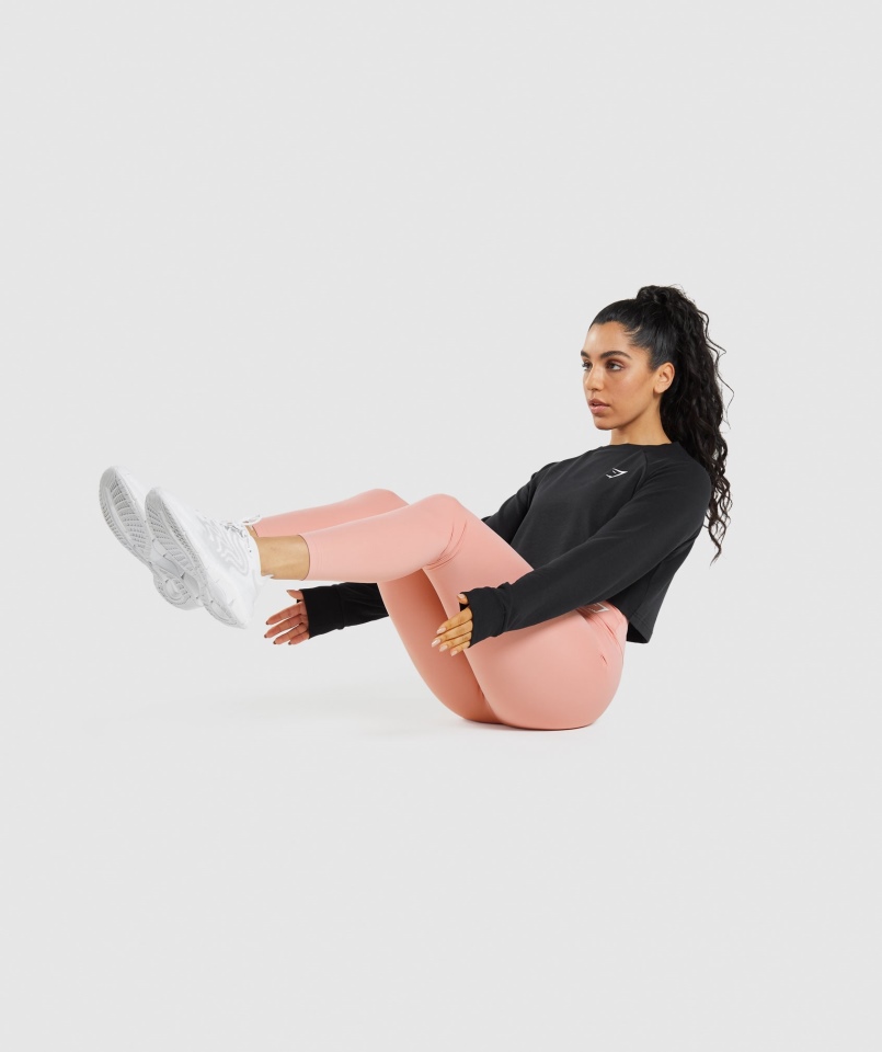 Gymshark Treningowy Krótki Sweter Czarny