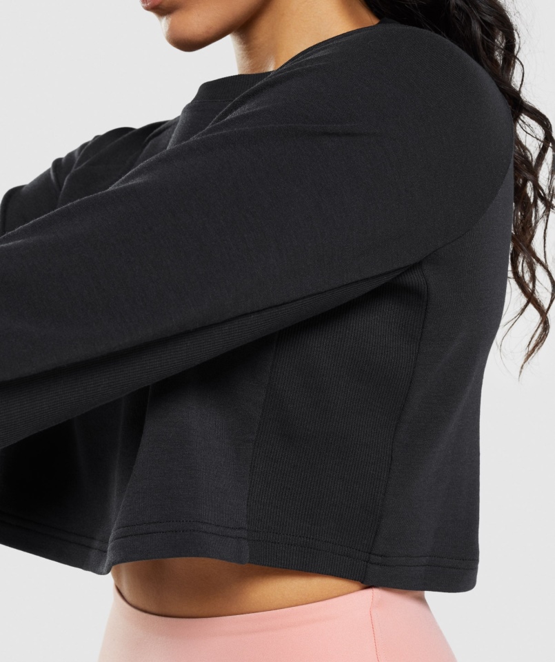 Gymshark Treningowy Krótki Sweter Czarny