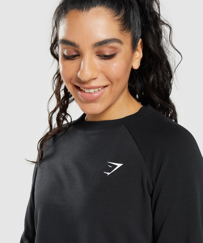 Gymshark Treningowy Krótki Sweter Czarny