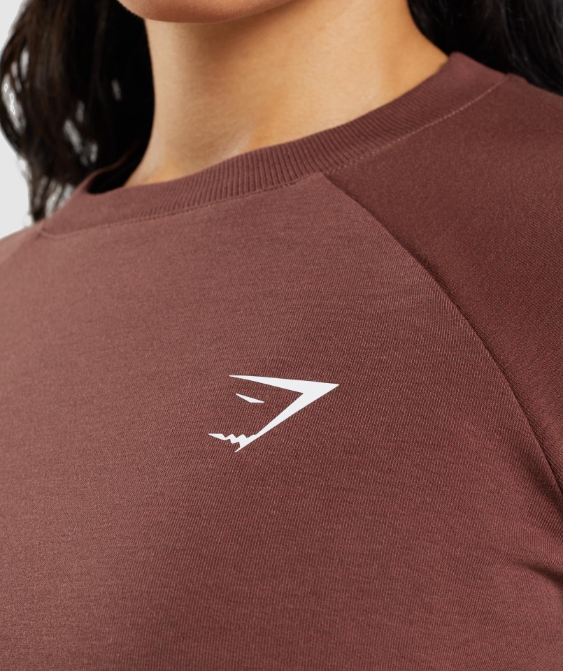 Gymshark Treningowy Krótki Sweter Wiśniowy Brązowy