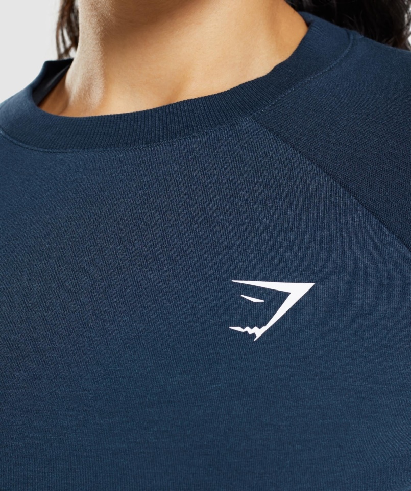 Gymshark Treningowy Krótki Sweter Granatowy
