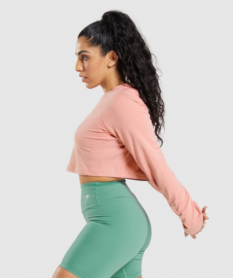 Gymshark Treningowy Krótki Sweter Paige Różowy