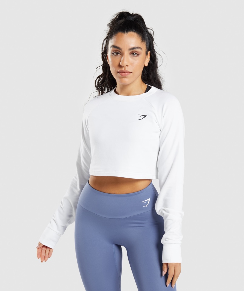 Gymshark Treningowy Krótki Sweter Biały