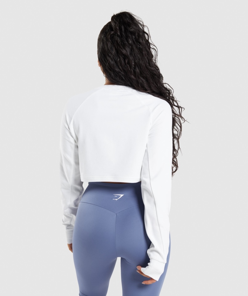 Gymshark Treningowy Krótki Sweter Biały