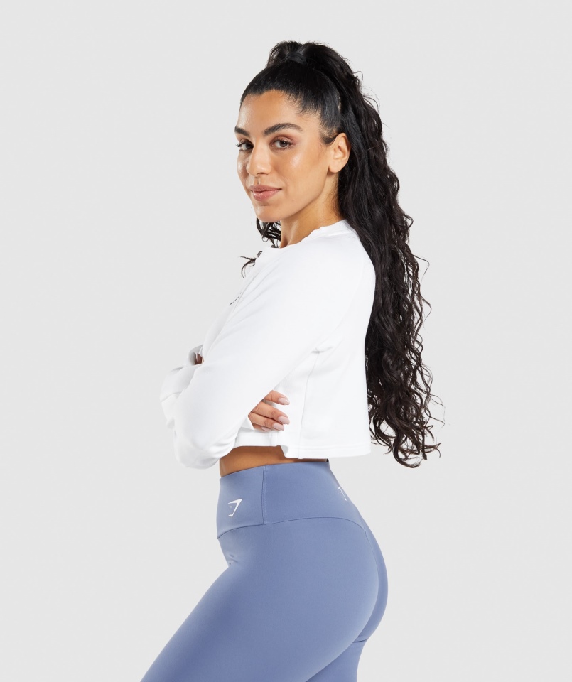 Gymshark Treningowy Krótki Sweter Biały