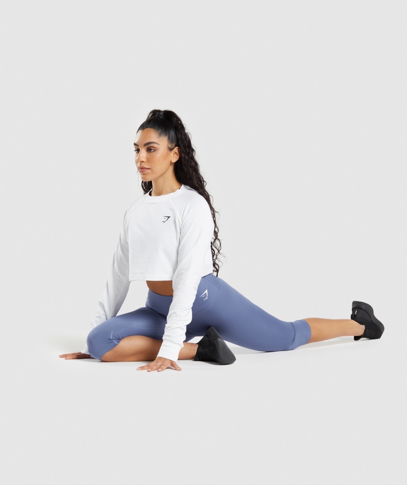 Gymshark Treningowy Krótki Sweter Biały