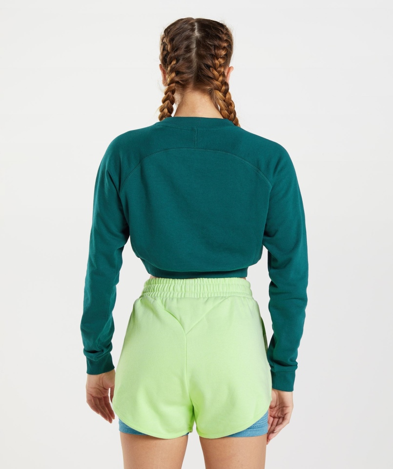 Gymshark Treningowy Krótki Sweter Zimowy Turkusowy