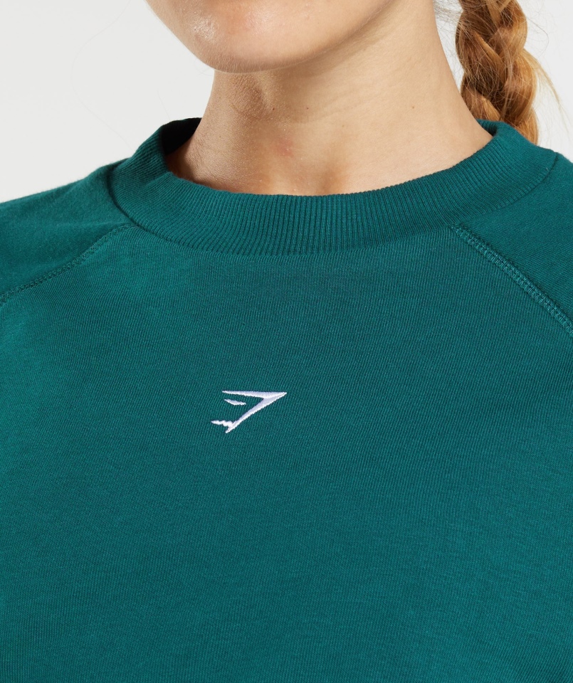 Gymshark Treningowy Krótki Sweter Zimowy Turkusowy