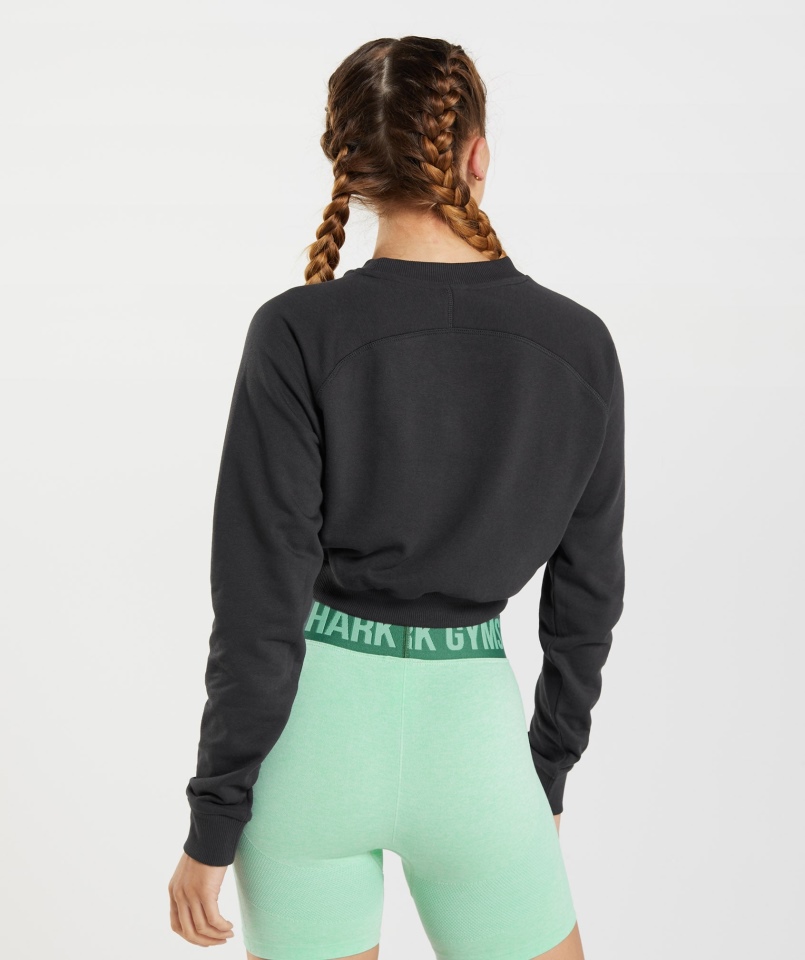 Gymshark Treningowy Krótki Sweter Damski Czarny