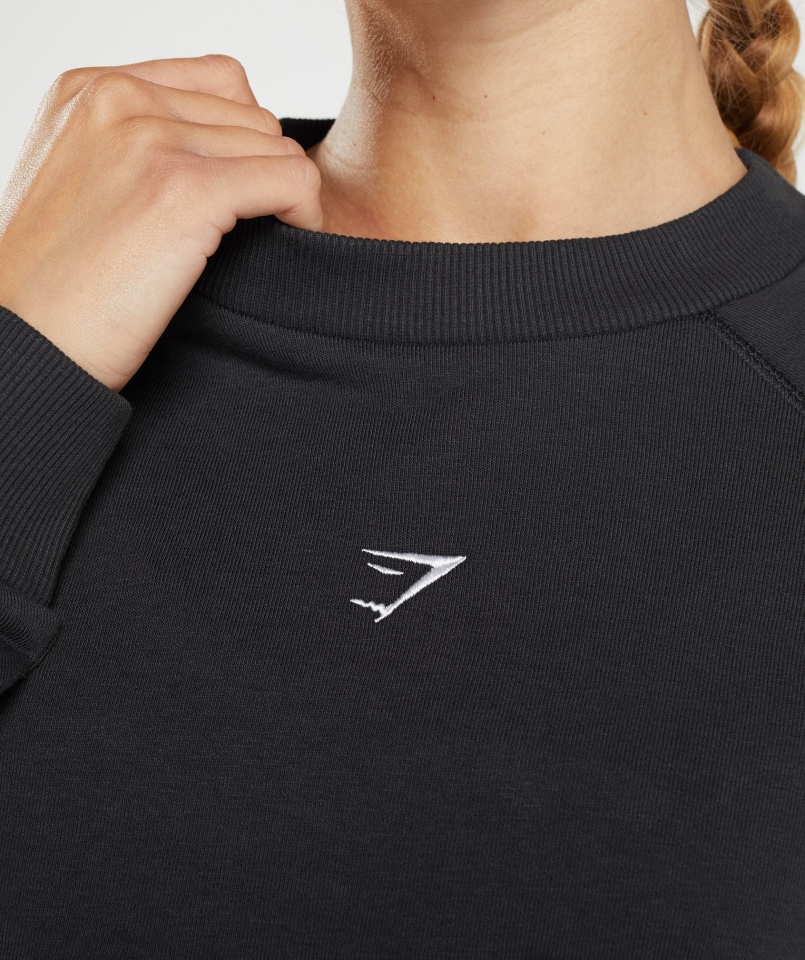 Gymshark Treningowy Krótki Sweter Damski Czarny