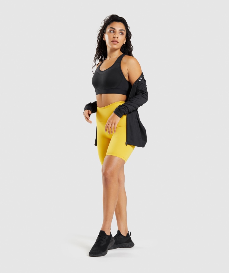 Gymshark Treningowe Spodenki Rowerowe Medalion żółty