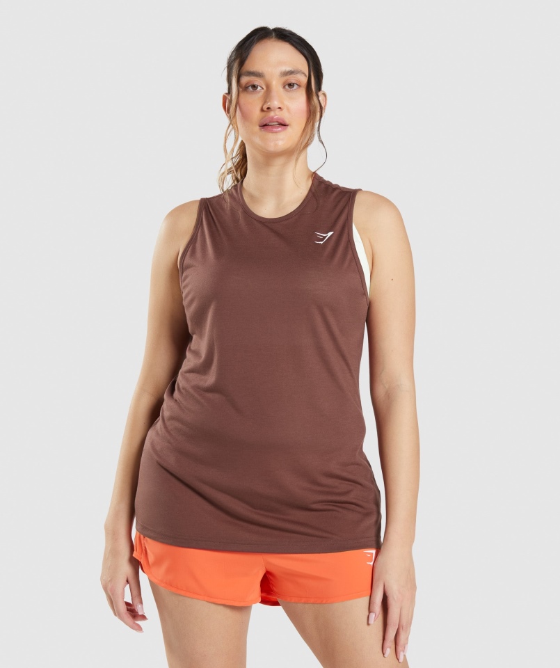 Gymshark Trening Drop Arm Tank Cherry Brown