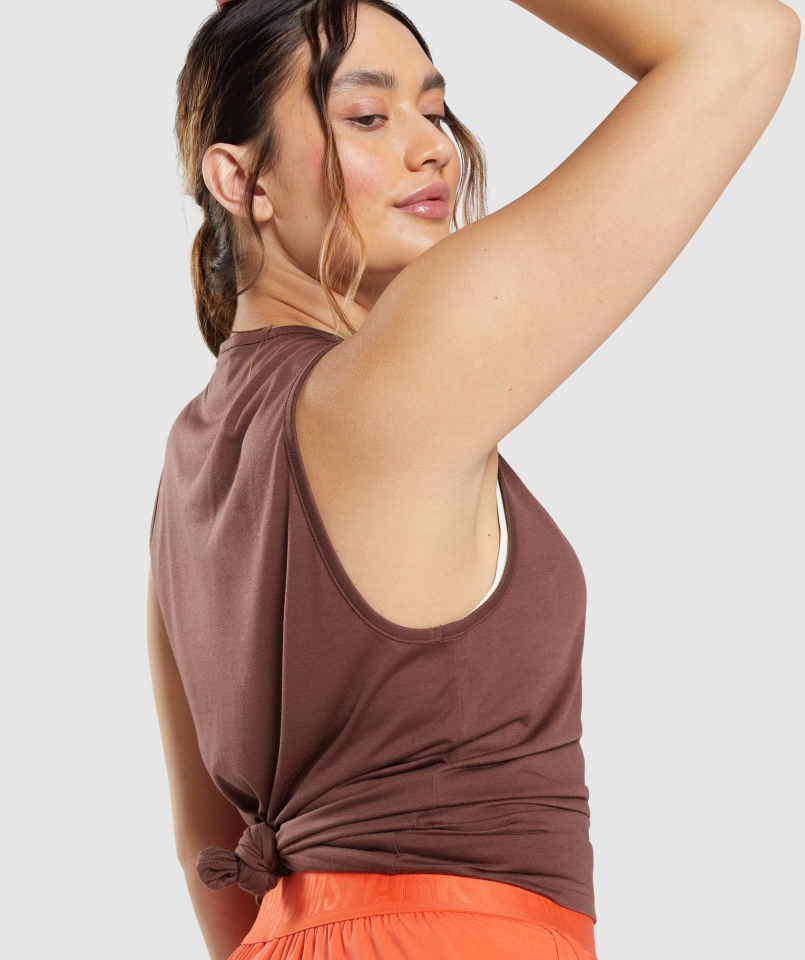 Gymshark Trening Drop Arm Tank Cherry Brown