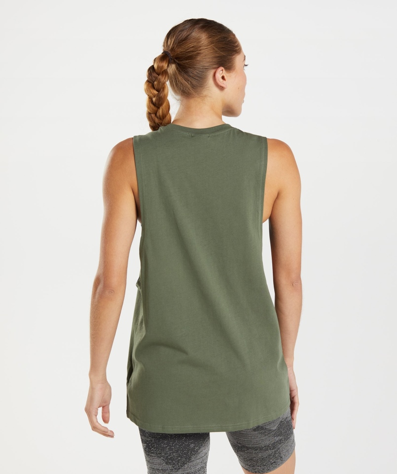 Gymshark Trening Drop Arm Tank Core Oliwkowy