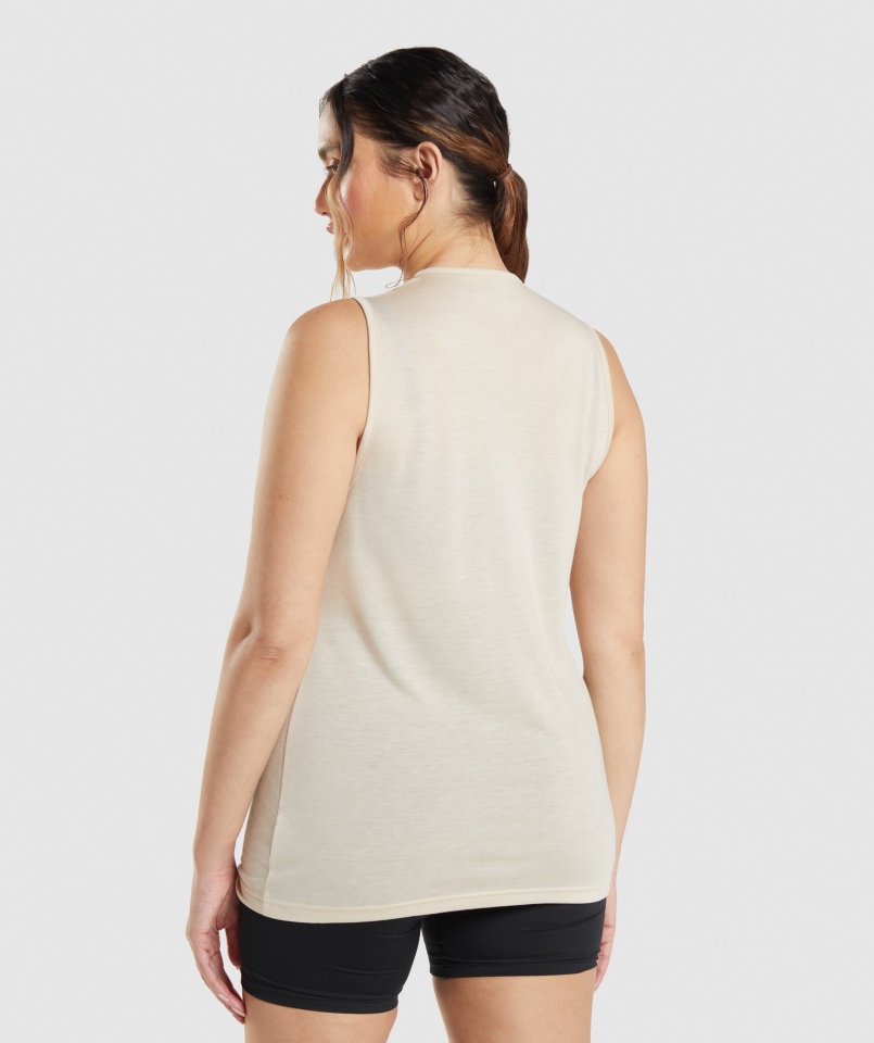 Gymshark Trening Drop Arm Tank Waniliowy Brąz
