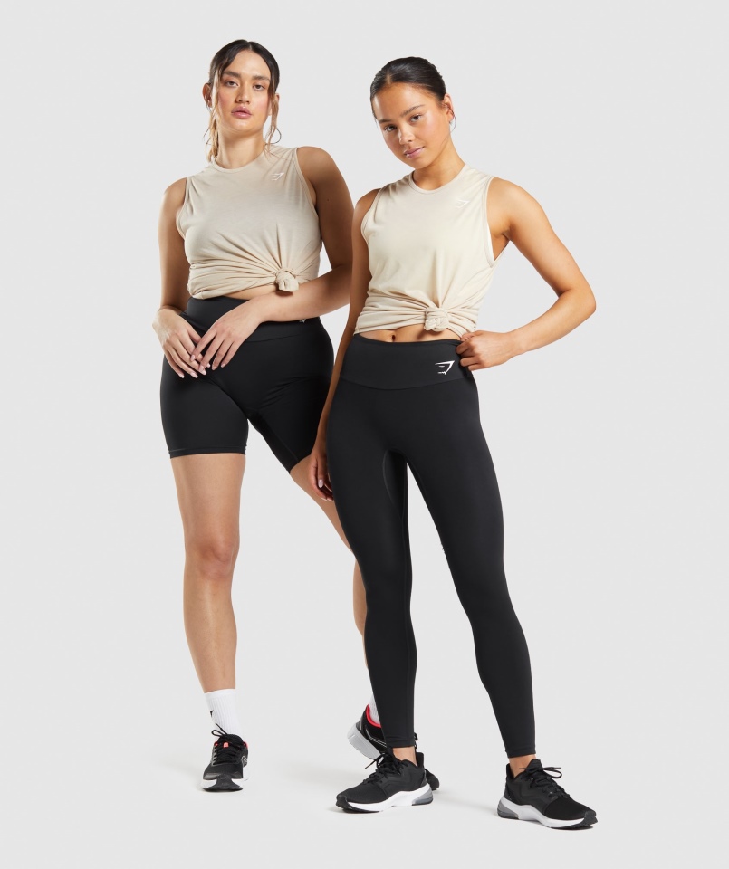 Gymshark Trening Drop Arm Tank Waniliowy Brąz