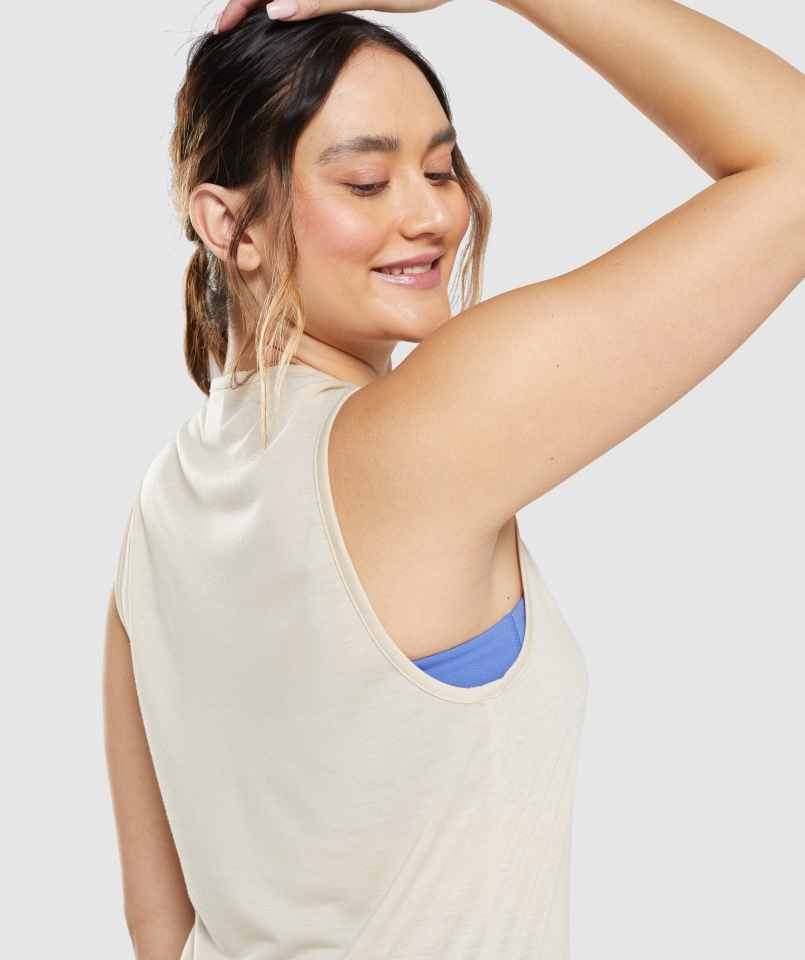 Gymshark Trening Drop Arm Tank Waniliowy Brąz