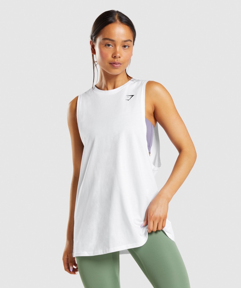Gymshark Trening Drop Arm Tank Biały