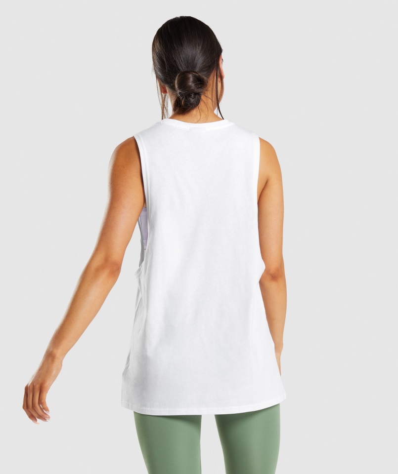 Gymshark Trening Drop Arm Tank Biały