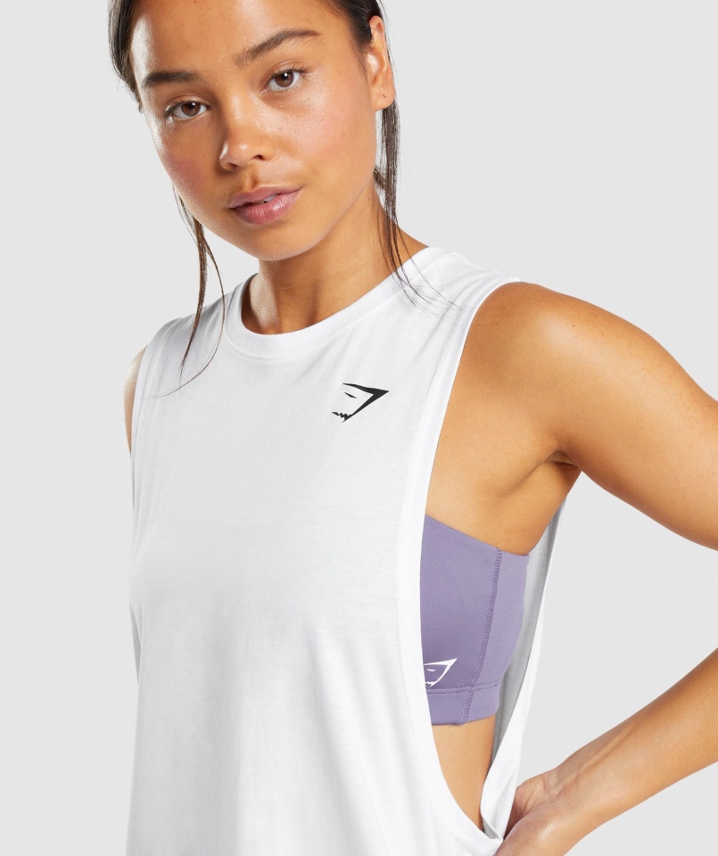 Gymshark Trening Drop Arm Tank Biały
