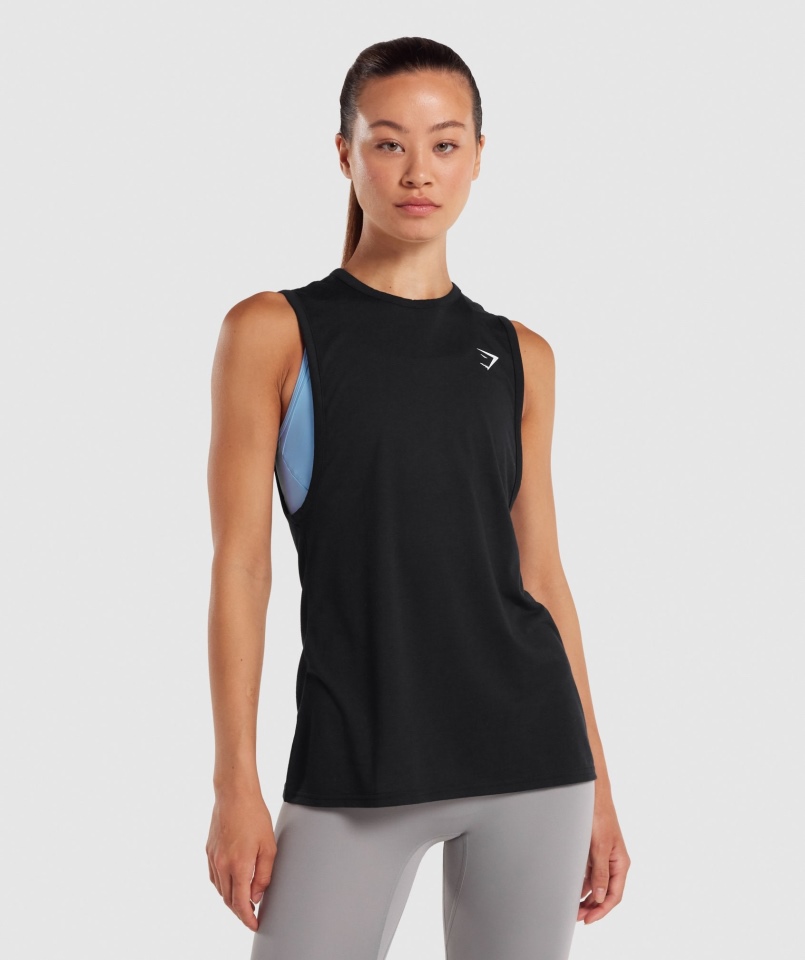Gymshark Trening Drop Arm Tank Damski Czarny