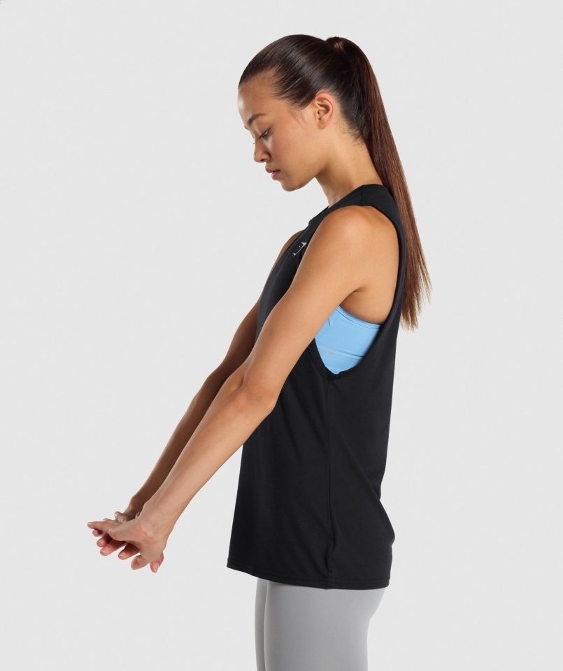 Gymshark Trening Drop Arm Tank Damski Czarny