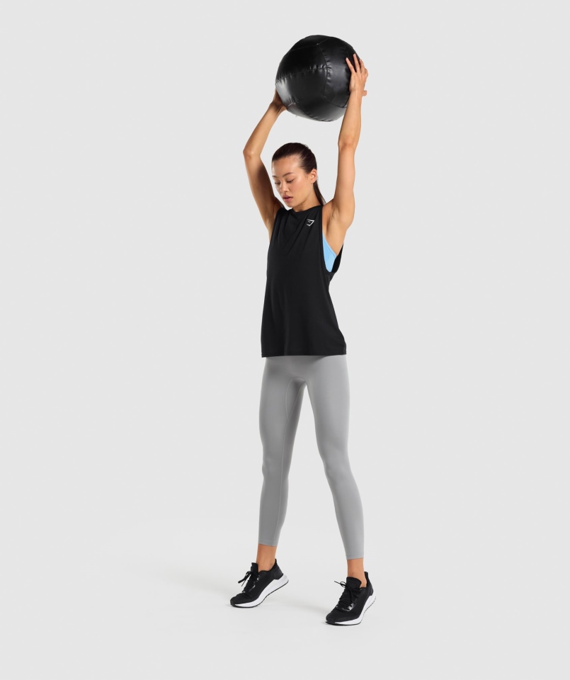 Gymshark Trening Drop Arm Tank Damski Czarny