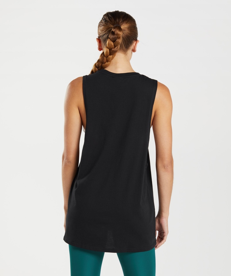 Gymshark Trening Drop Arm Damski Zbiornik Czarny