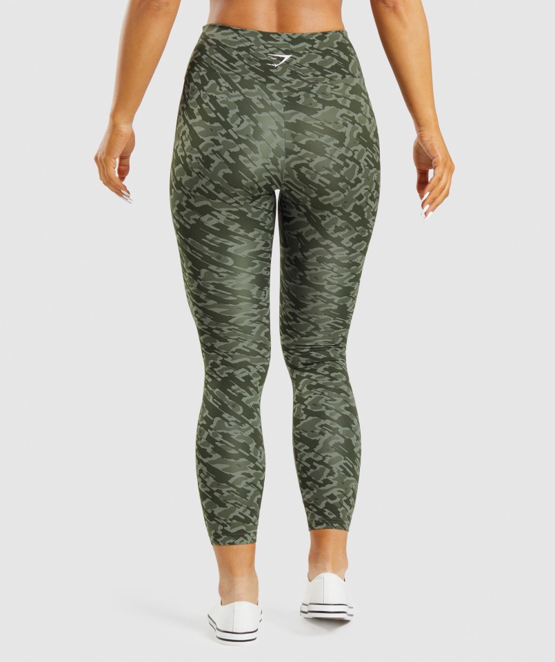 Legginsy Treningowe Gymshark Zielony Print