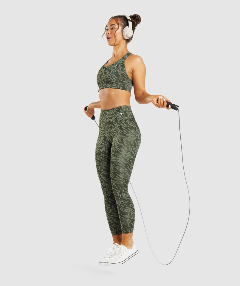 Legginsy Treningowe Gymshark Zielony Print