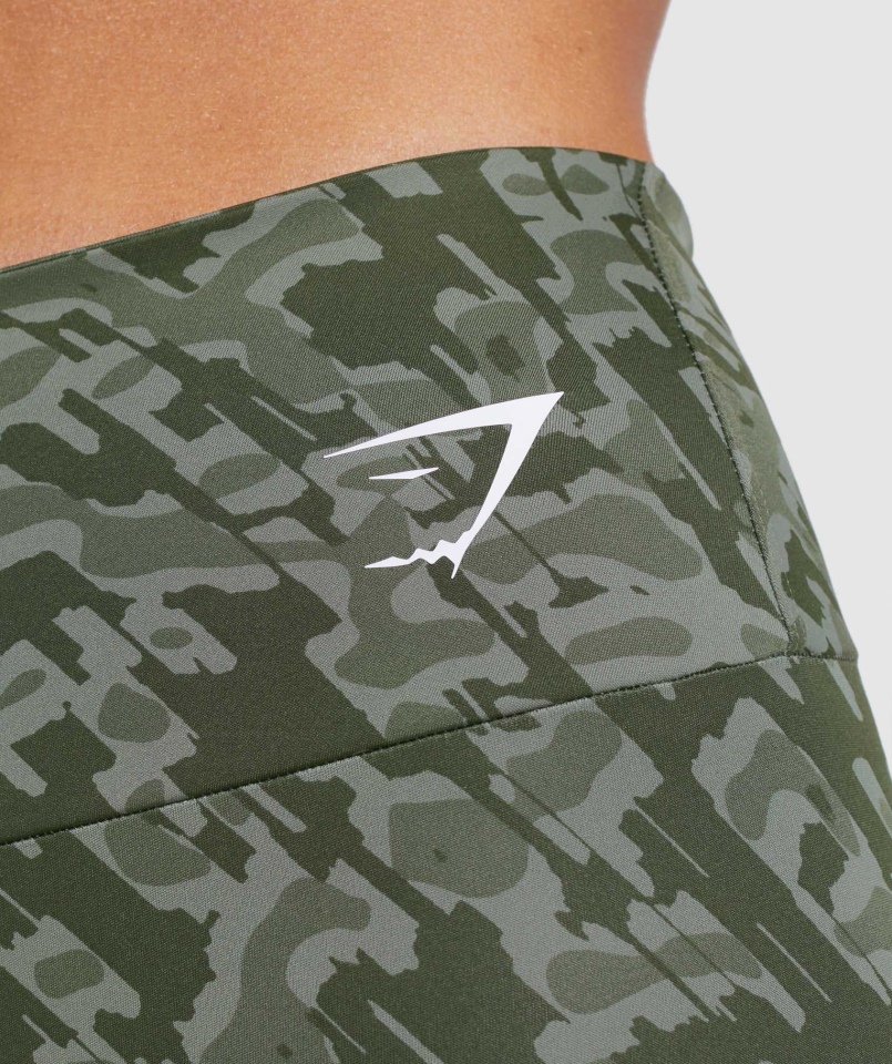 Legginsy Treningowe Gymshark Zielony Print