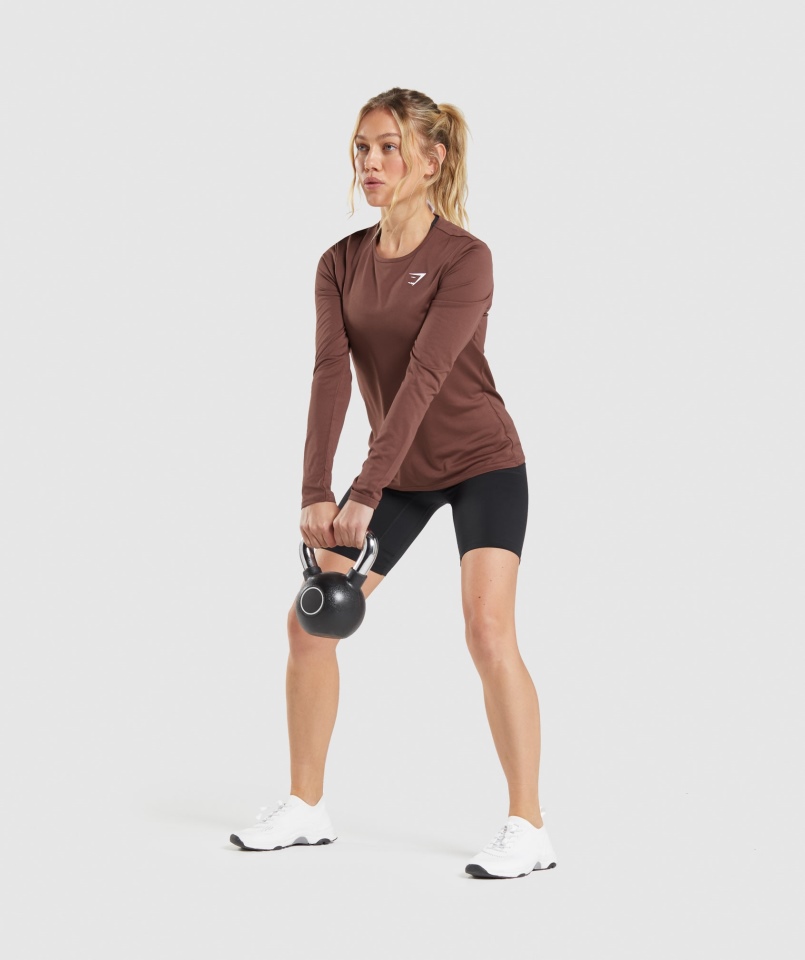 Gymshark Treningowy Top Z Długim Rękawem Wiśniowy Brąz