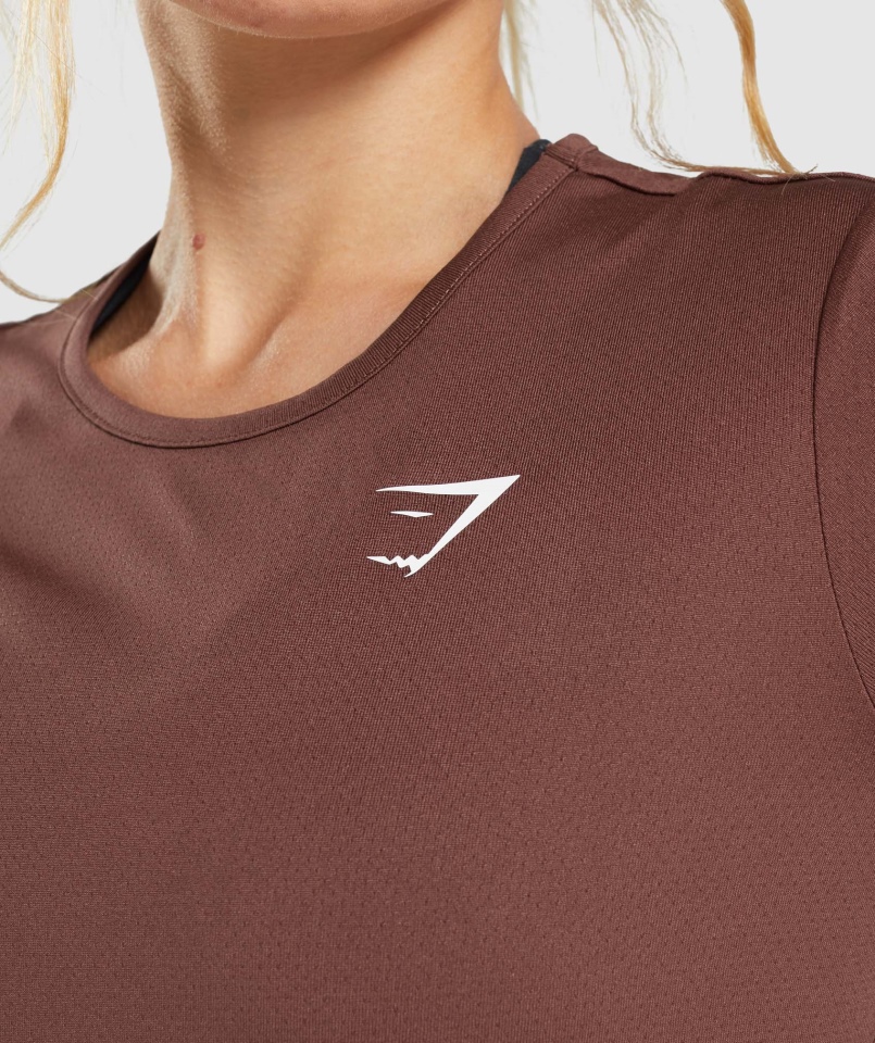 Gymshark Treningowy Top Z Długim Rękawem Wiśniowy Brąz