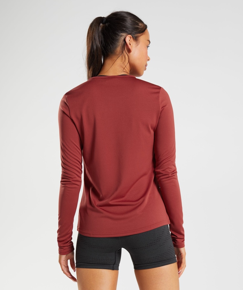 Gymshark Treningowy Top Z Długim Rękawem Palisander Czerwony