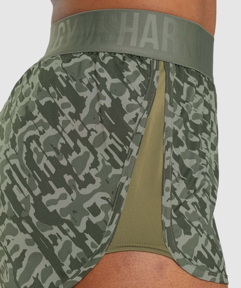 Gymshark Treningowe Luźne Szorty Z Zielonym Nadrukiem