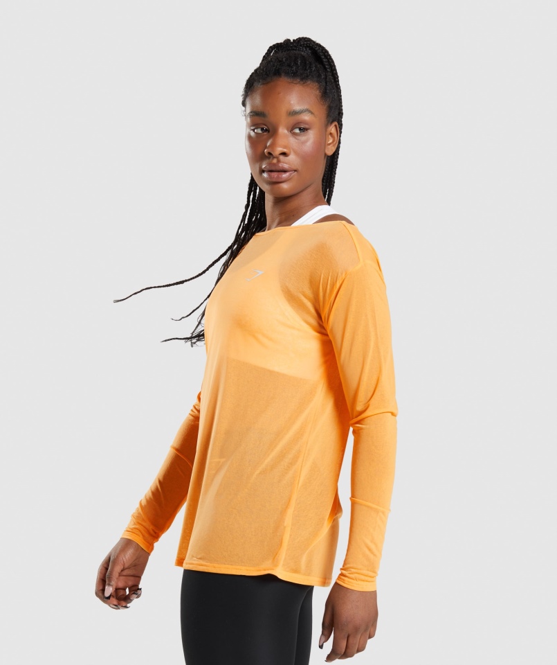 Gymshark Treningowa Koszulka Oversize Z Długim Rękawem Morelowa Pomarańcza